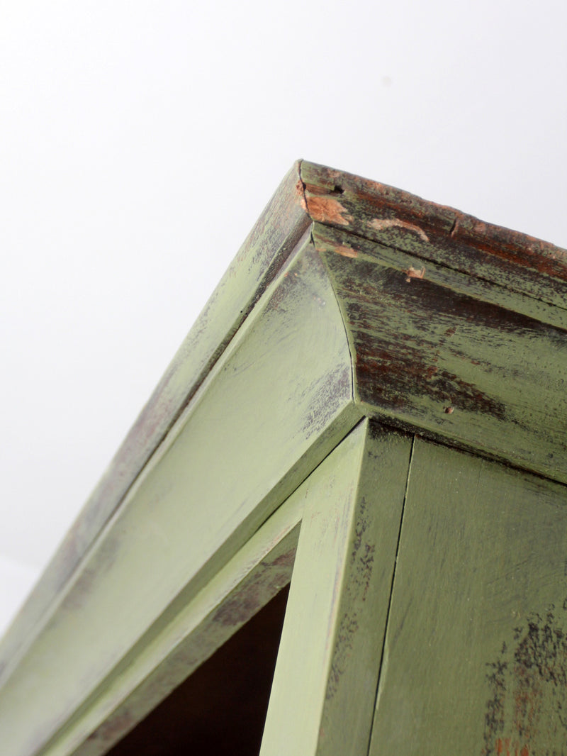 antique green painted hutch