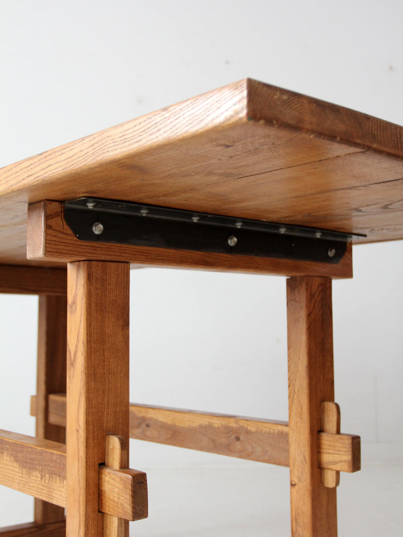 vintage oak workbench table