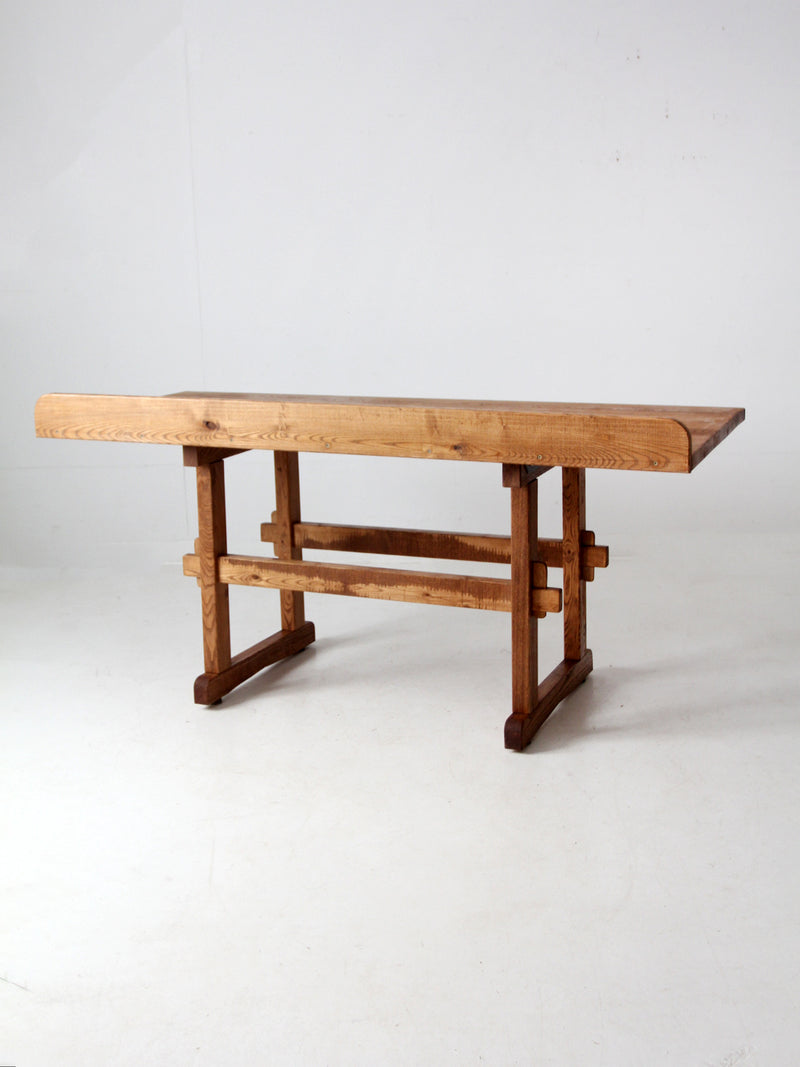 vintage oak workbench table