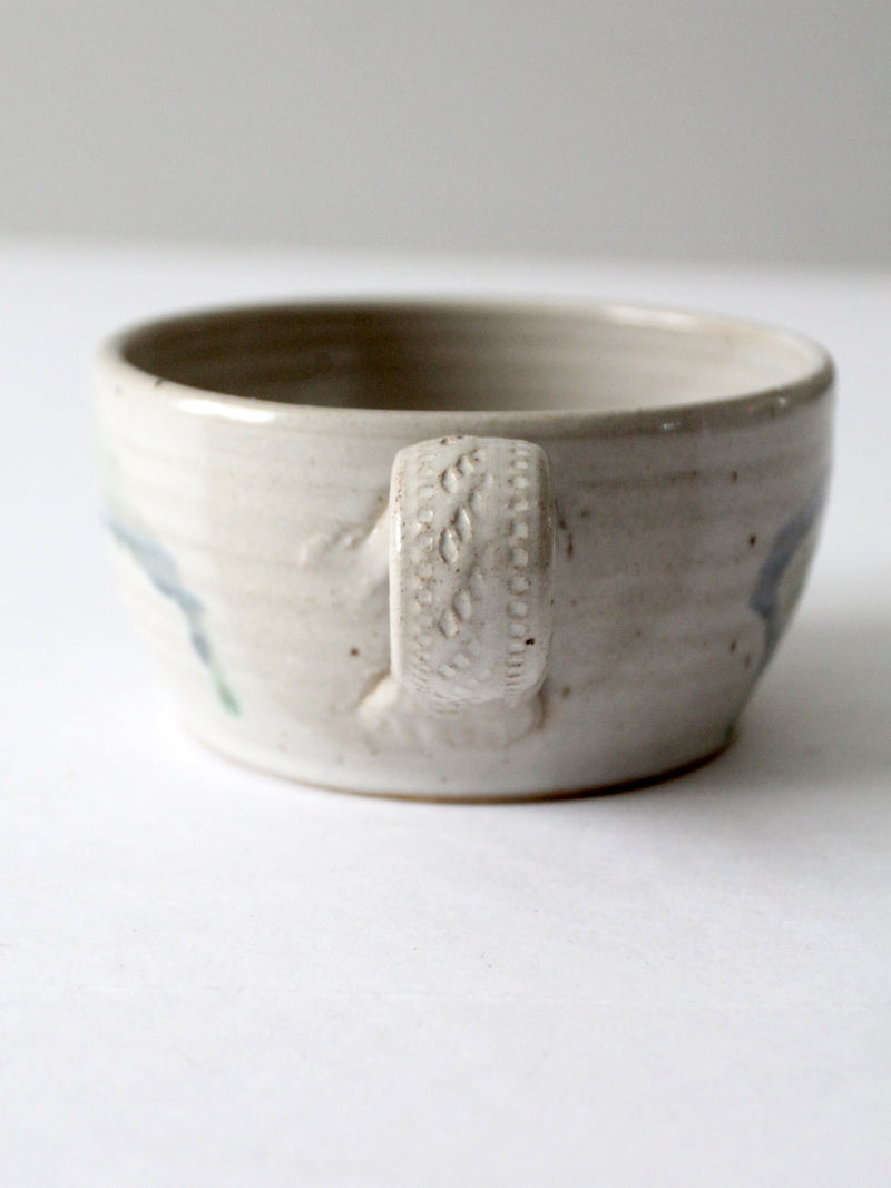 vintage studio pottery bowl with sieve