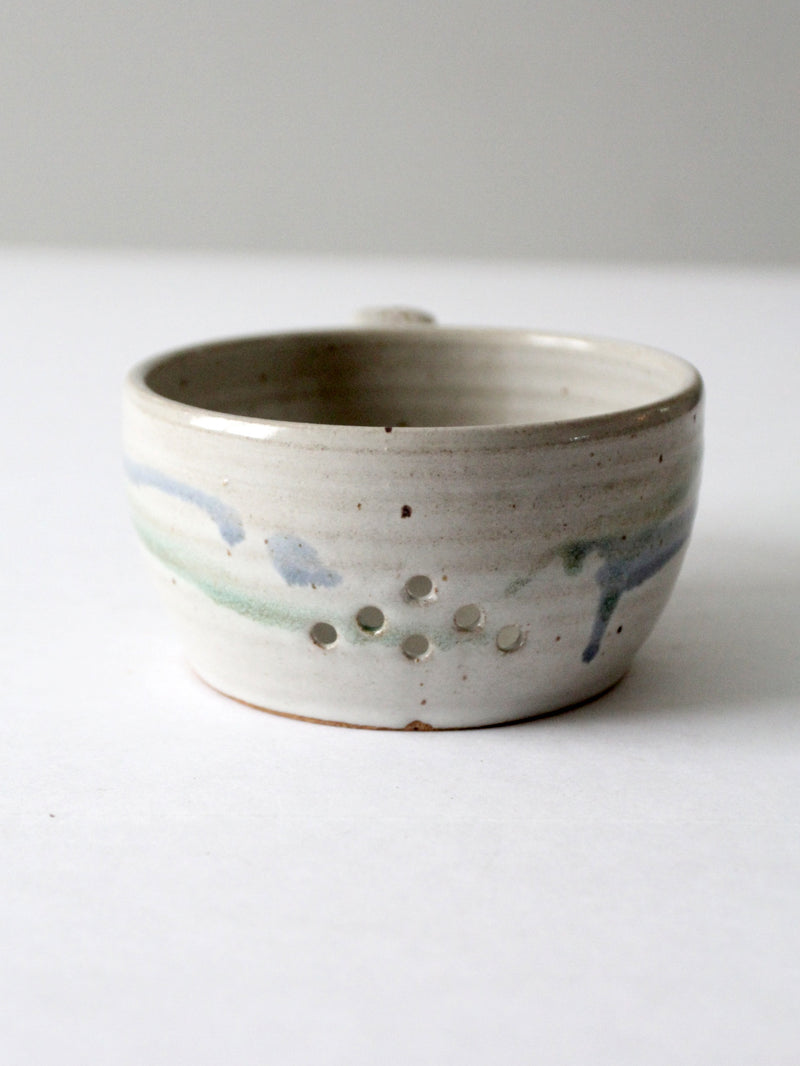 vintage studio pottery bowl with sieve