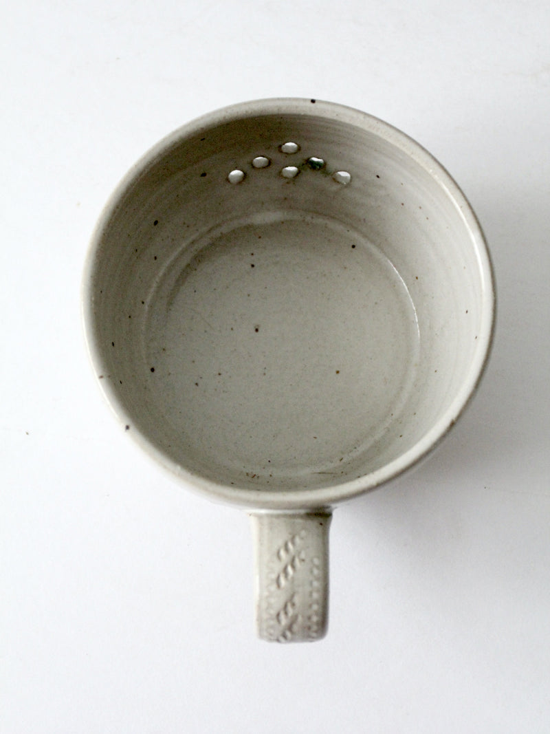 vintage studio pottery bowl with sieve