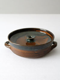 vintage handmade studio pottery serving bowl with lid