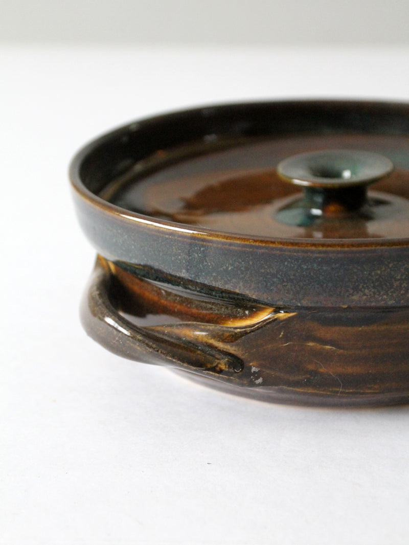 vintage handmade studio pottery serving bowl with lid