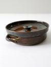 vintage handmade studio pottery serving bowl with lid