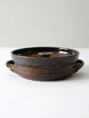 vintage handmade studio pottery serving bowl with lid