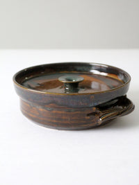 vintage handmade studio pottery serving bowl with lid