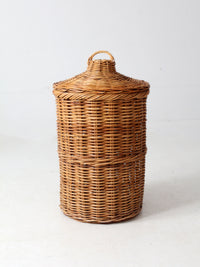 vintage rattan hamper