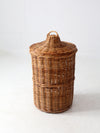 vintage rattan hamper