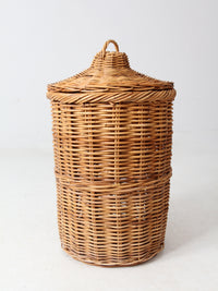 vintage rattan hamper