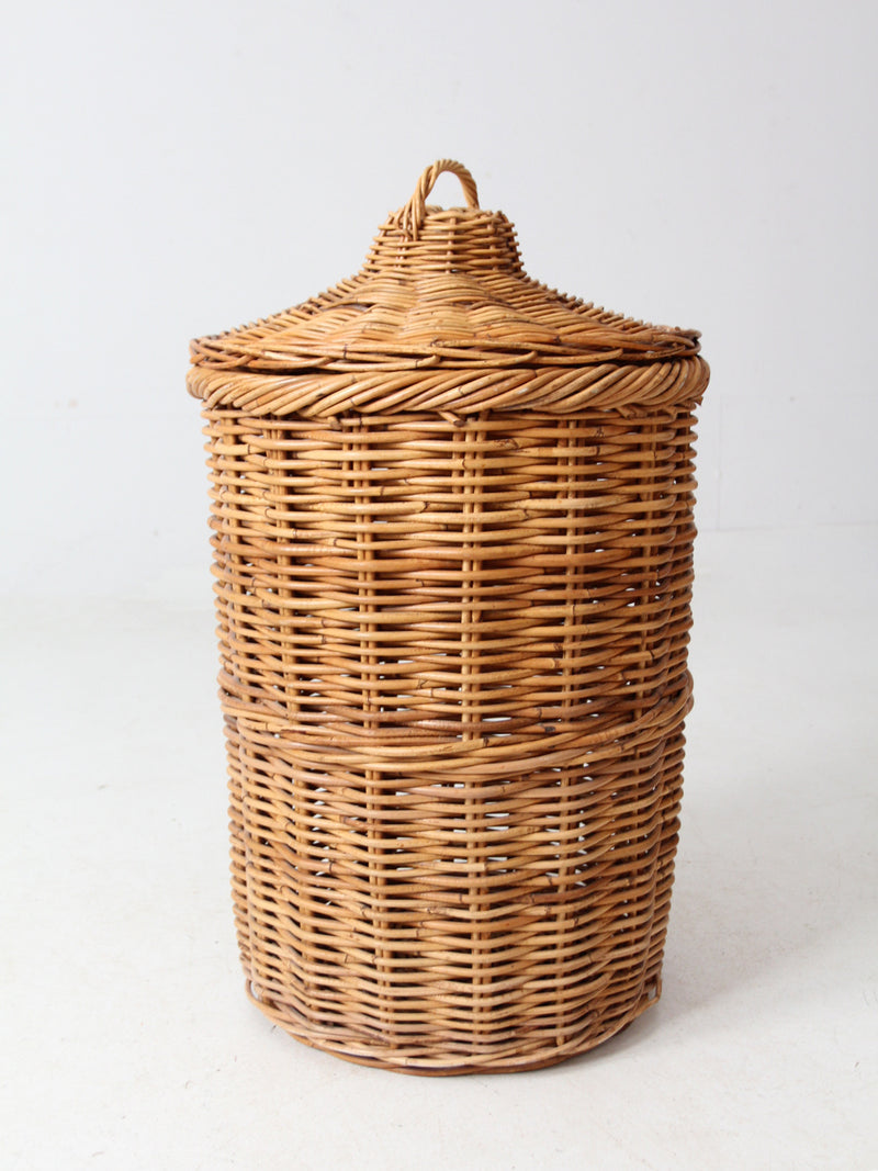 vintage rattan hamper