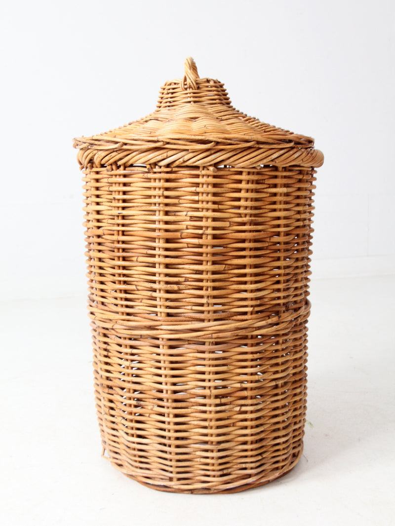 vintage rattan hamper