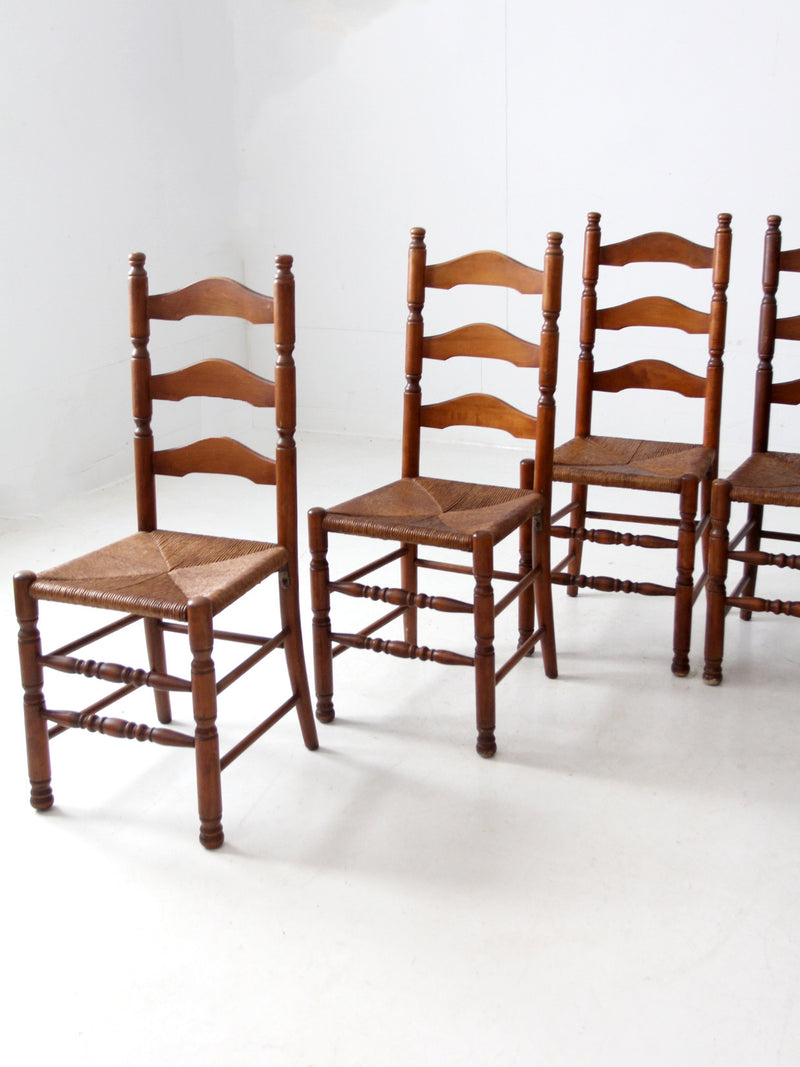 vintage rush seat ladder back chairs set of 6