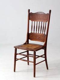 antique pressed back chair with cane seat