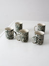 vintage Folk Craft green spongeware mugs set of 5