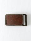 vintage 70s Levi's brass and leather belt buckle