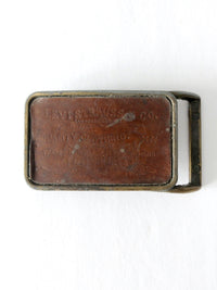 vintage 70s Levi's brass and leather belt buckle