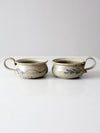 vintage studio pottery soup mugs pair