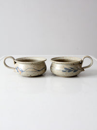 vintage studio pottery soup mugs pair