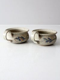 vintage studio pottery soup mugs pair