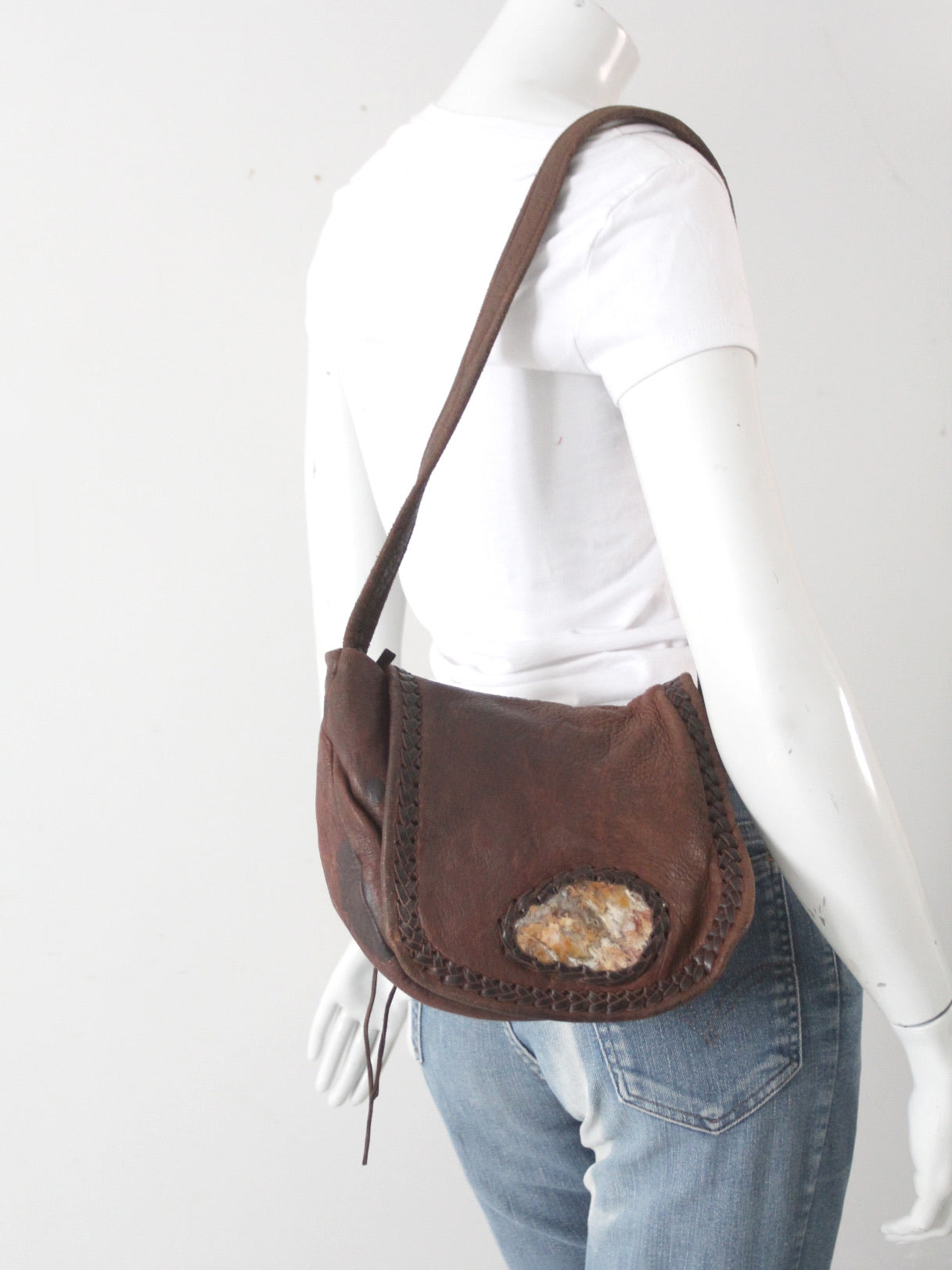 1980's Leather Crossbody Vintage Bag Purse by MIMCO Messenger buy Bag, Brown 1970's Boho Hippie Large Purse Shoulder Bag