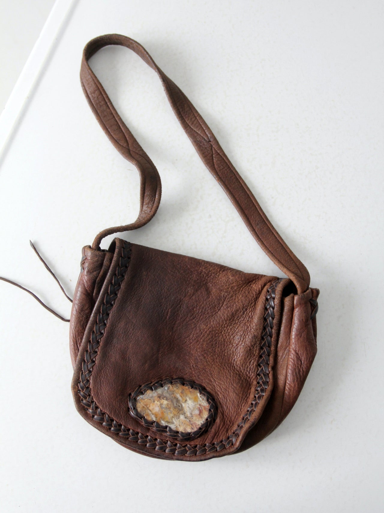 Vintage boho Leather buy Bag