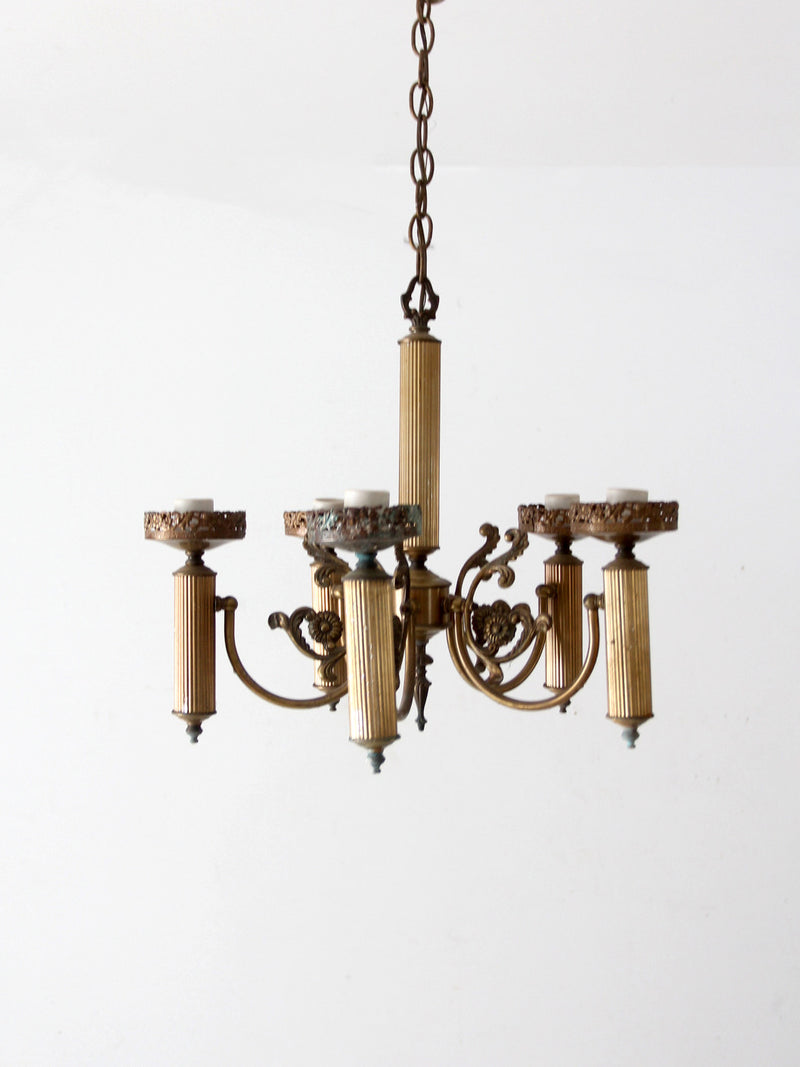 vintage candle style five arm chandelier