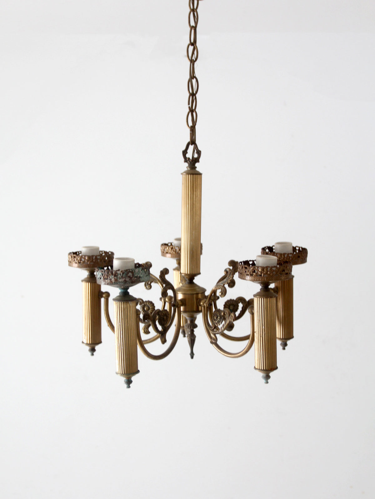 vintage candle style five arm chandelier