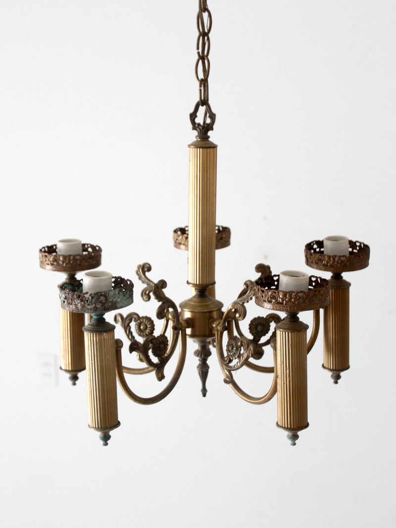 vintage candle style five arm chandelier