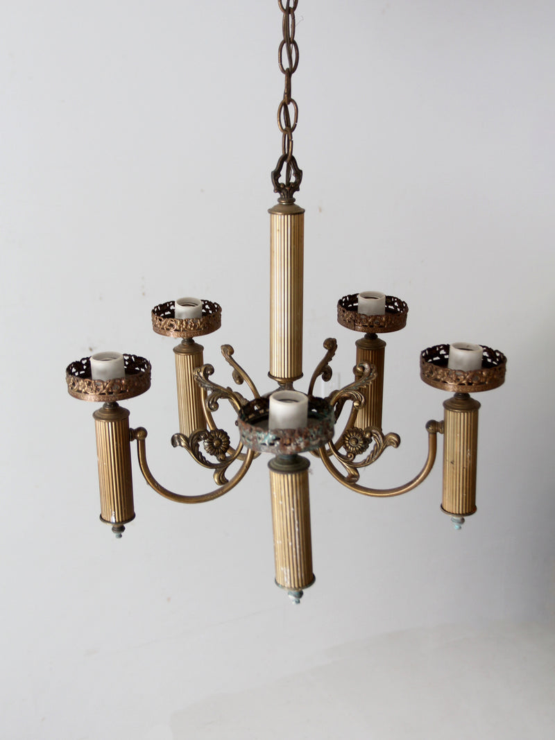 vintage candle style five arm chandelier