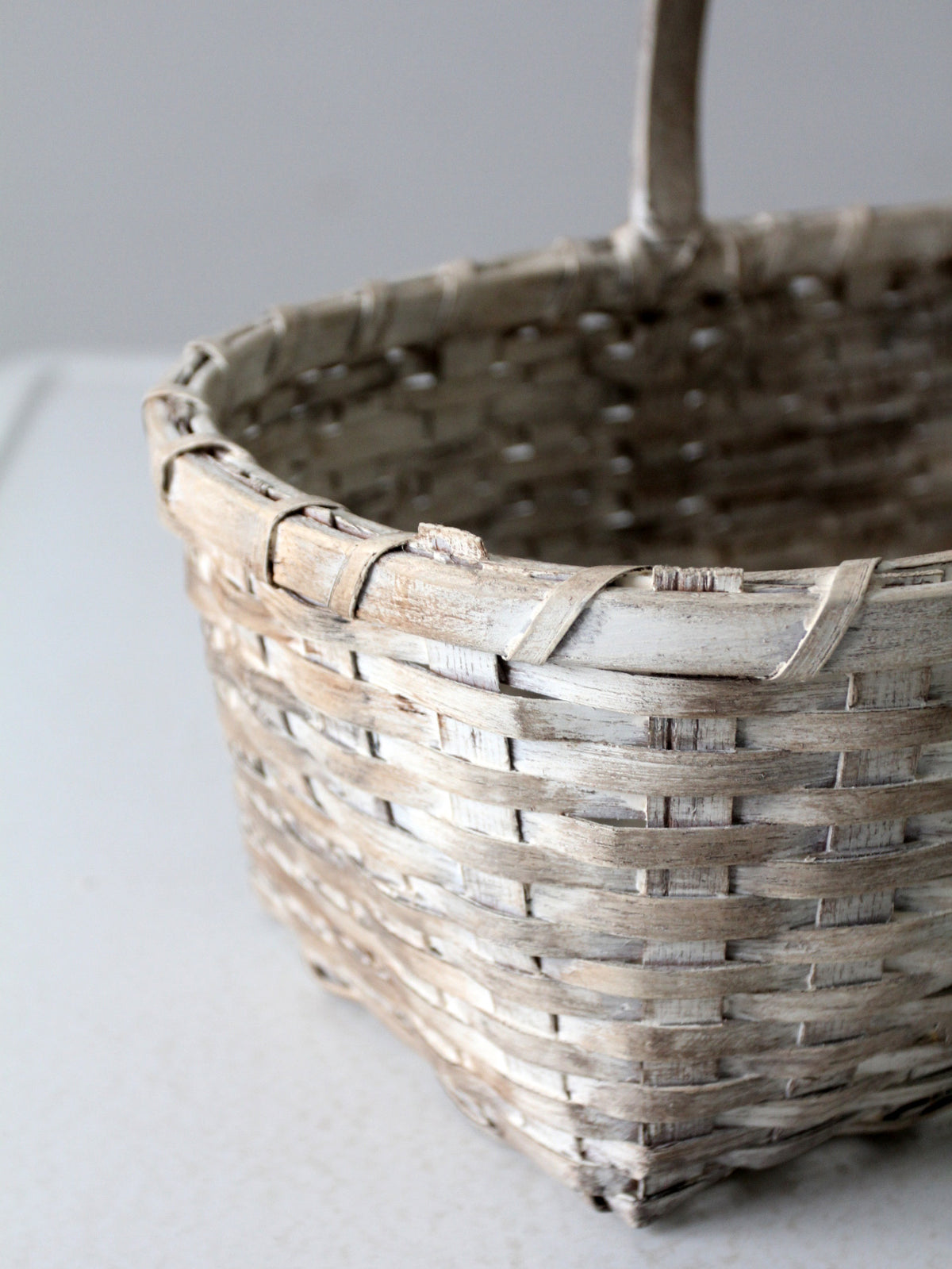 vintage white splint weave basket