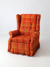 vintage 1970s plaid recliner