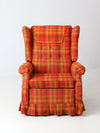 vintage 1970s plaid recliner