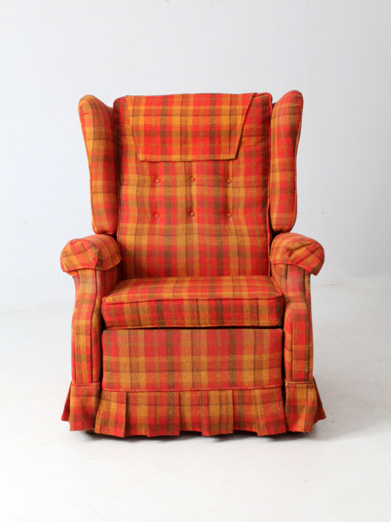 vintage 1970s plaid recliner