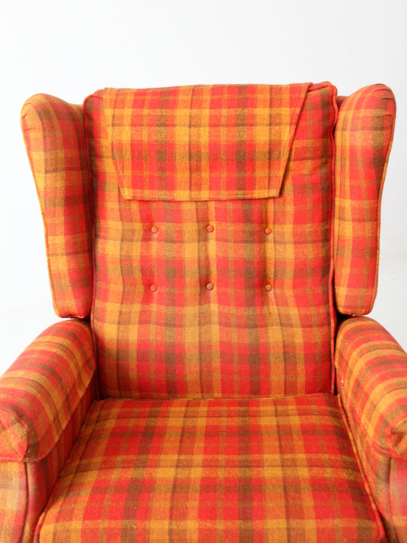 vintage 1970s plaid recliner