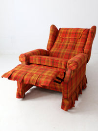 vintage 1970s plaid recliner