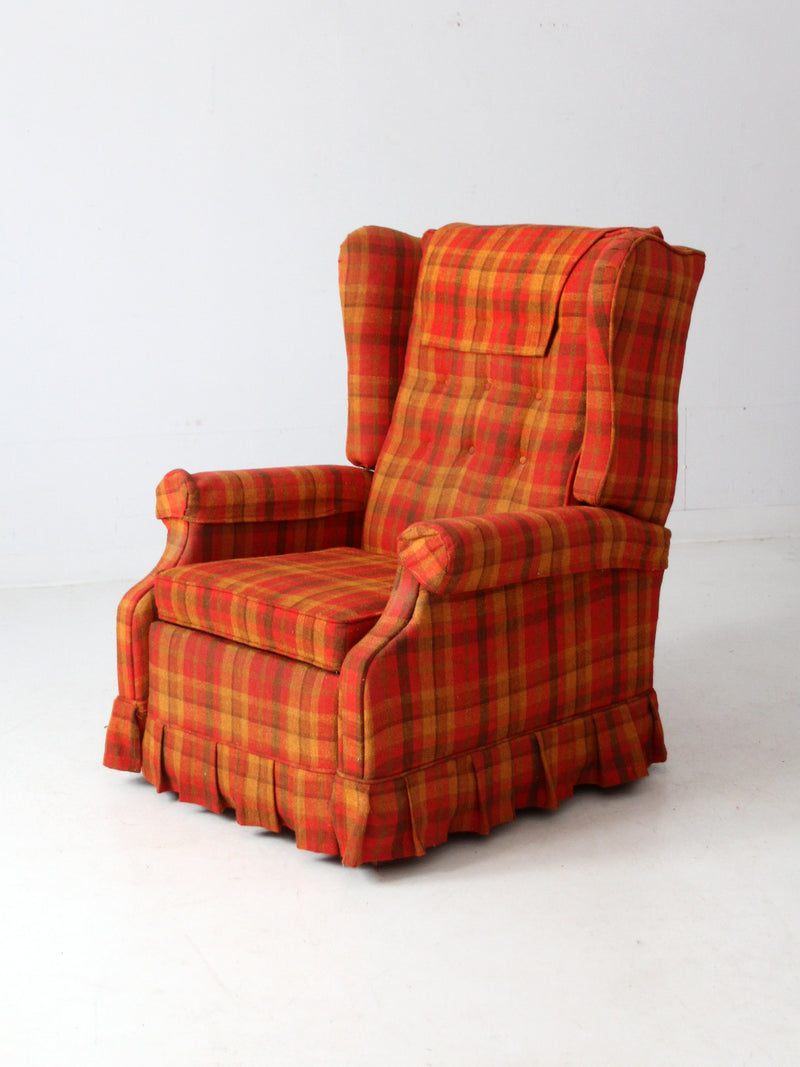 vintage 1970s plaid recliner