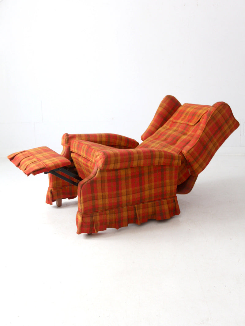 vintage 1970s plaid recliner