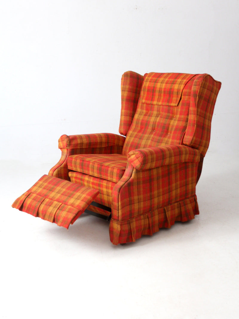 vintage 1970s plaid recliner