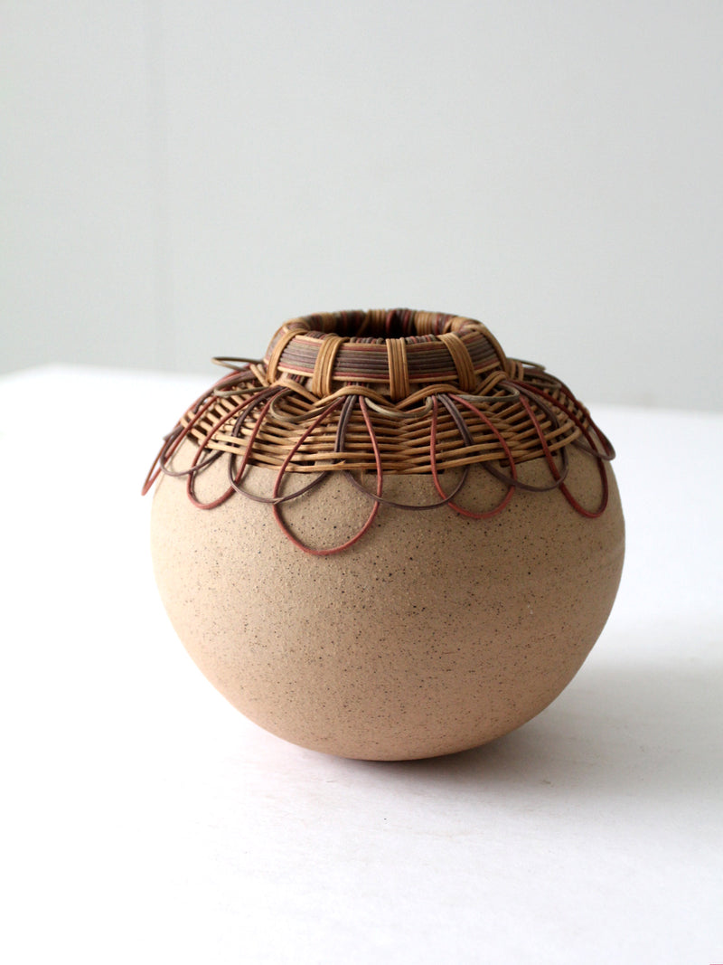 vintage Hilda Kidd Wisenmeyer "basket pottery" vase