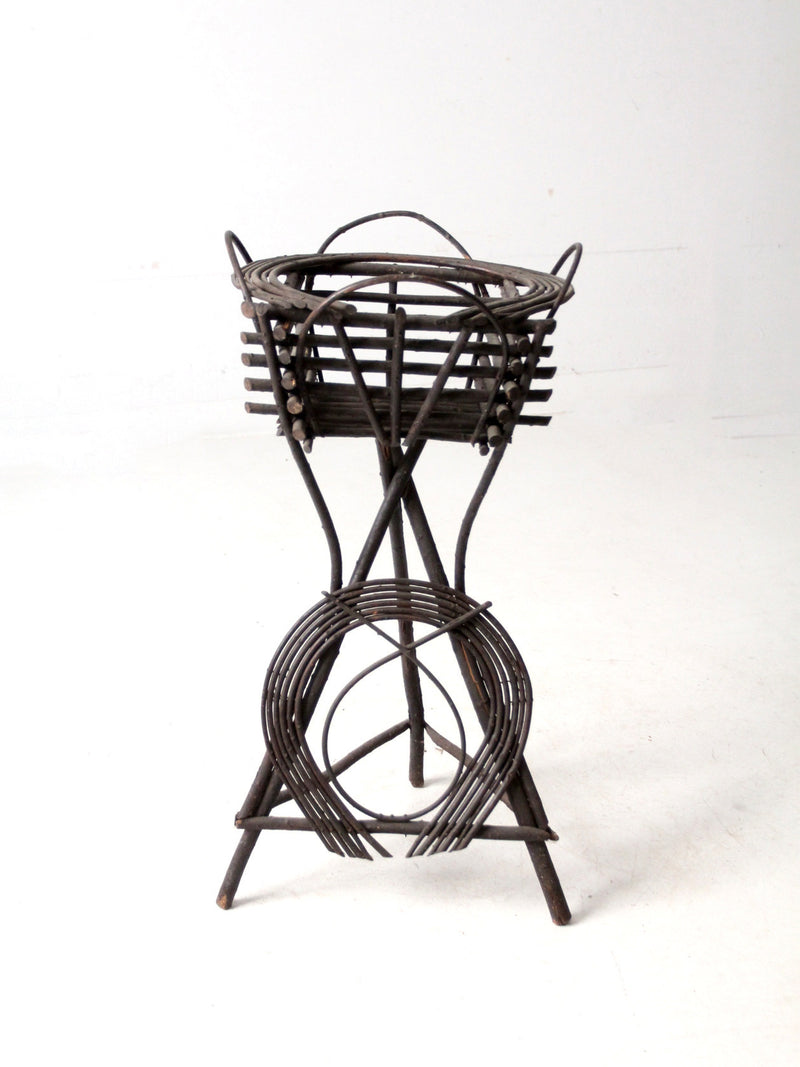 antique Adirondack twig table plantstand