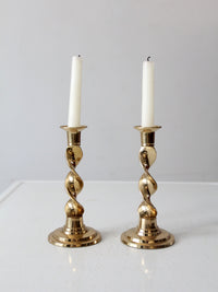 vintage brass candlestick holders pair