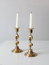 vintage brass candlestick holders pair