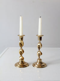 vintage brass candlestick holders pair