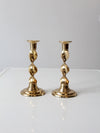 vintage brass candlestick holders pair