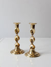 vintage brass candlestick holders pair