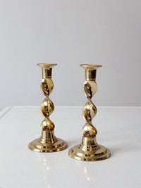 vintage brass candlestick holders pair