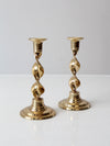 vintage brass candlestick holders pair