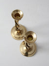 vintage brass candlestick holders pair