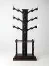 antique gothic revival carved wood hall tree